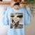 Boston Terrier Dog UFO Alien Extraterrestrial Selfie Women's Sweatshirt Back Print Light Blue