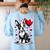 Boston Terrier Dog Valentine's Day Dog Owner Women's Sweatshirt Back Print Light Blue