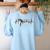 Boston Terrier EKG Heartbeat Heart Line Dog Lovers Women's Sweatshirt Back Print Light Blue