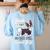 Boston Terrier Fart American Gentleman Non-Sporting Dog Women's Sweatshirt Back Print Light Blue