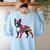 Boston Terrier Floral Dog Lover Vintage Distressed For Men Women Kids Women's Sweatshirt Back Print Light Blue