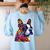 Boston Terrier Floral Vintage Dog Mom Distressed Men Women Kids Women's Sweatshirt Back Print Light Blue
