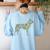 Boston Terrier Flower Silhouette Floral Dog Men Women Girls Kids Women's Sweatshirt Back Print Light Blue