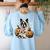 Boston Terrier Ghost Boo Halloween Costume Spooky Season Women's Sweatshirt Back Print Light Blue