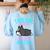 Boston Terrier This Girl Runs On Jesus And Boston Terriers Women's Sweatshirt Back Print Light Blue
