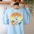 Boston Terrier Guitar Retro Women's Sweatshirt Back Print Light Blue