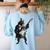 Boston Terrier Guitar Women's Sweatshirt Back Print Light Blue
