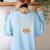 Boston Terrier Halloween Cute Bostie Dog Pocket Boo Women's Sweatshirt Back Print Light Blue