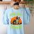 Boston Terrier Halloween Zombie American Gentleman Dog Lover Women's Sweatshirt Back Print Light Blue