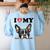 Boston Terrier I Heart My Dog Dog Lover Women's Sweatshirt Back Print Light Blue