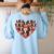 Boston Terrier Heart Valentine Boston Terrier Women's Sweatshirt Back Print Light Blue