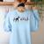 Boston Terrier Heartbeat Heart Line Women's Sweatshirt Back Print Light Blue