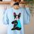 Boston Terrier I Love Mom Apparel Women's Sweatshirt Back Print Light Blue