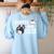 Boston Terrier Lover Coffee And Boston Terriers Women's Sweatshirt Back Print Light Blue