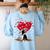 Boston Terrier Lover Heart Shape Boston Terrier Valentine Women's Sweatshirt Back Print Light Blue