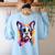 Boston Terrier Lover Pop Art Color Boston Terrier Dog For Men Women Girls Kids Women's Sweatshirt Back Print Light Blue