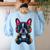 Boston Terrier Lovers Gaming Headphones Boston Terrier Women's Sweatshirt Back Print Light Blue