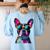 Boston Terrier Lovers Pop Art Boston Terrier Women's Sweatshirt Back Print Light Blue