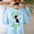 My Boston Terrier Is My Lucky Charm Paw Dog St Patrick's Day Women's Sweatshirt Back Print Light Blue