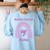 Boston Terrier Mama Cute Rainbow Paw Heart Shape Women's Sweatshirt Back Print Light Blue