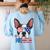 Boston Terrier Merica 4th Of July T Shirt Men Boys Dog Puppy Women's Sweatshirt Back Print Light Blue