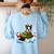 Boston Terrier Merry Christmas Tree Lights Dog X-Mas Dogs Women's Sweatshirt Back Print Light Blue