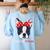 Boston Terrier Mom Bostie Women Girls Women's Sweatshirt Back Print Light Blue