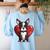 Boston Terrier Mom Dad Bostie Dog Lover Valentines Day Women's Sweatshirt Back Print Light Blue