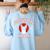 Boston Terrier Mom Dog Mother Women's Sweatshirt Back Print Light Blue