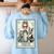 The Boston Terrier Mom Skeleton Spooky Season Halloween Women's Sweatshirt Back Print Light Blue