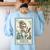 Boston Terrier Mom Skeleton Tarot Card Witch Vibes Dog Mom Women's Sweatshirt Back Print Light Blue