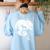 Boston Terrier And Moon Halloween Costume Dog Lover Women's Sweatshirt Back Print Light Blue