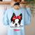 Boston Terrier Mum Dog Woman Idea Women's Sweatshirt Back Print Light Blue