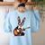 Boston Terrier Playing Guitar Boston Terrier Women's Sweatshirt Back Print Light Blue