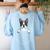 Boston Terrier In The Pocket Cute Boston Terrier Dog Lovers For Men Women Girls Kids Women's Sweatshirt Back Print Light Blue