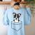 Boston Terrier In The Pocket Cute Pocket Boston Terrier Women's Sweatshirt Back Print Light Blue
