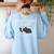 Boston Terrier Puppy Need More Sleep Pajama For Bedtime Women's Sweatshirt Back Print Light Blue