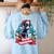 Boston Terrier Santa Claus Coffee Mug Merry Christmas Dogs Women's Sweatshirt Back Print Light Blue