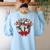 Boston Terrier Santa Claus Elf Reindeer Christmas Dog X-Mas Women's Sweatshirt Back Print Light Blue
