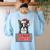 Boston Terrier Santa Claus Hat Merry Christmas Dog X-Mas Women's Sweatshirt Back Print Light Blue