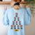 Boston Terrier Santa Hat Xmas Light Men Women Christmas Tree Women's Sweatshirt Back Print Light Blue
