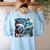 Boston Terrier Santa Starry Night Van Gogh Christmas Dog Men Women Kids Women's Sweatshirt Back Print Light Blue