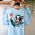 Boston Terrier Selfie Statue Of Liberty 4th Of July American Women's Sweatshirt Back Print Light Blue