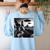 Boston Terrier Graphic Selfie With UFOs Weird Aliens Women's Sweatshirt Back Print Light Blue