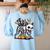 Boston Terrier Skeleton Mummy Witch Halloween Women's Sweatshirt Back Print Light Blue