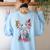 Boston Terrier Splash Women's Sweatshirt Back Print Light Blue