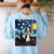 Boston Terrier Starry Night Van Gogh Art Women's Sweatshirt Back Print Light Blue