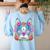 Boston Terrier Sugar Skull Dog Day Of The Dead Women's Sweatshirt Back Print Light Blue