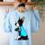 Boston Terrier Tattoos I Love Mom Women's Sweatshirt Back Print Light Blue