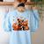 Boston Terrier Thanksgiving Leopard Pumpkins Fall Leaves Women's Sweatshirt Back Print Light Blue